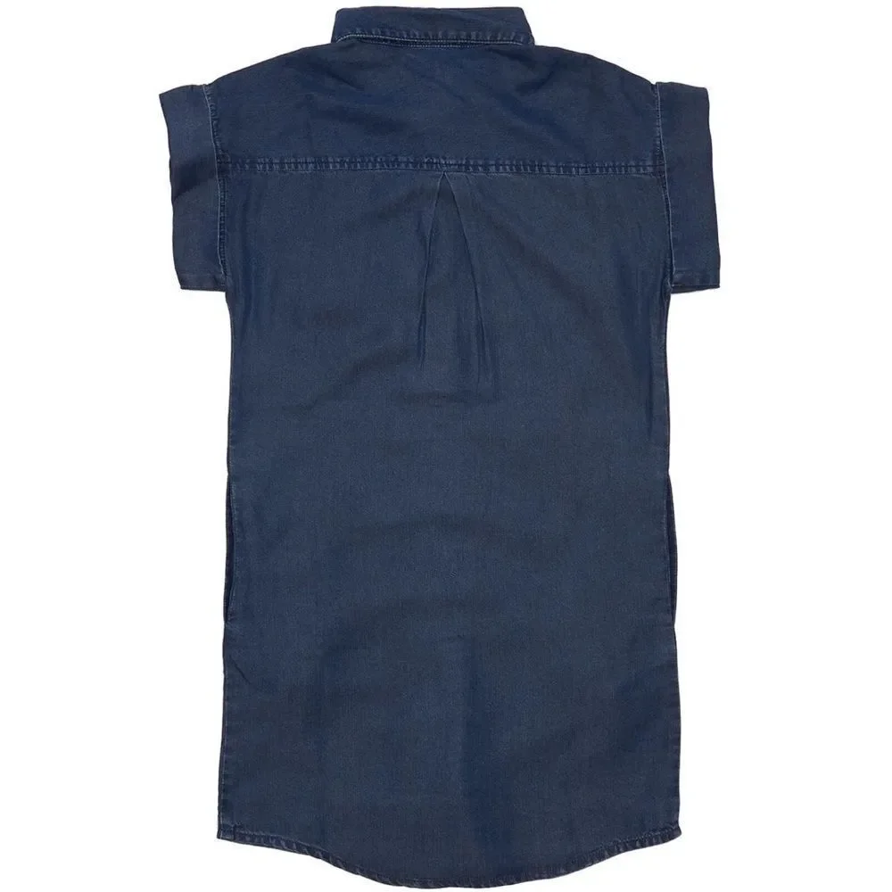 Silver Jeans  Co Dark Blue Denim Shirt Dress Girls Medium 10/12 NEW MSRP $47